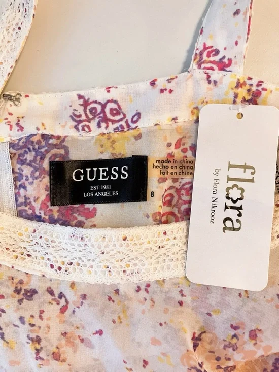 Guess Lace Floral Crisscross Halter Mini Dress Bohemian Romantic Flora Nikrooz - Picture 6 of 9